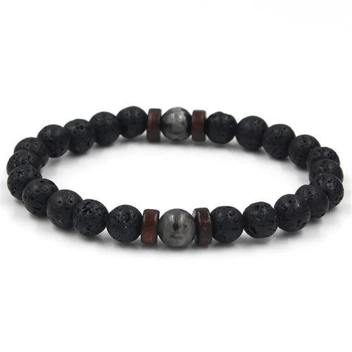 Bracelet Homme en Pierre Volcanique Naturelle – Style Élégant et Minimaliste